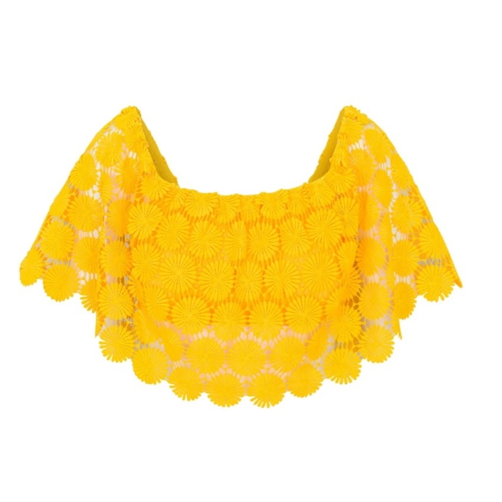 Trina Turk Swim Spa Bardot Off Shoulder Crochet Cropped Top
